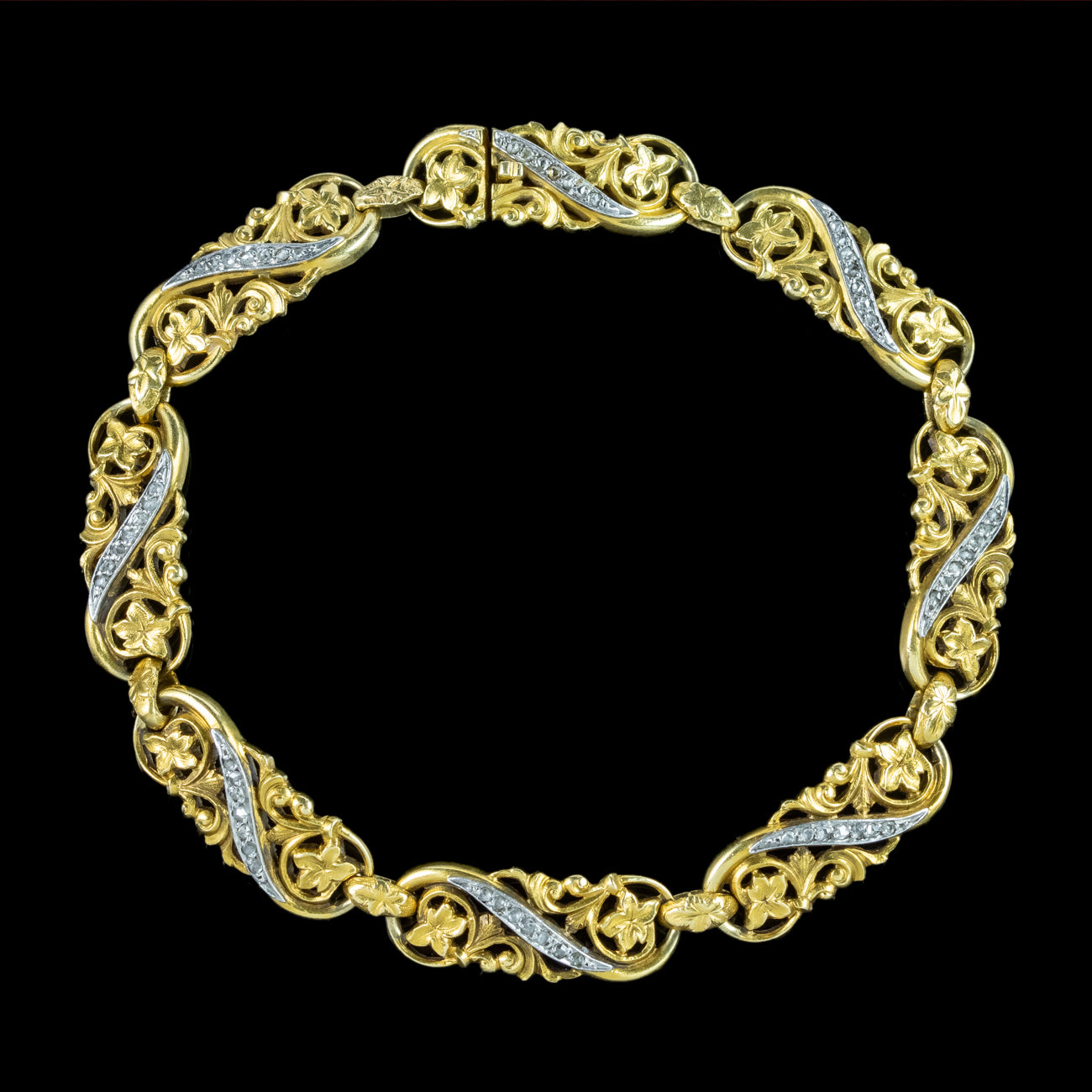 Antique Victorian French Diamond Ivy Bracelet 18ct Gold Secondary image