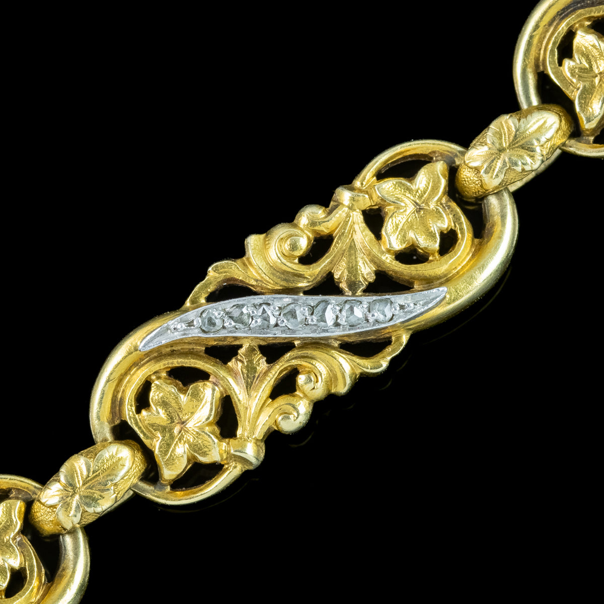 Antique Victorian French Diamond Ivy Bracelet 18ct Gold