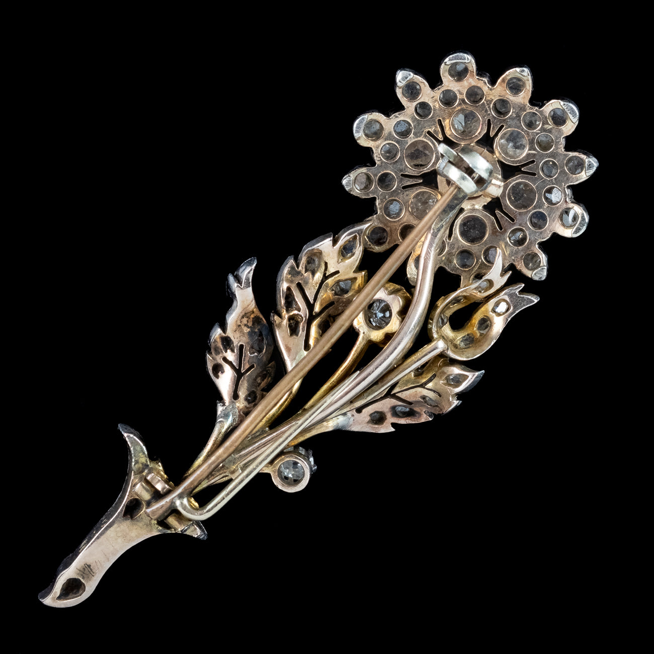 Antique Victorian French Diamond Flower Brooch 2.5ct Total Secondary image