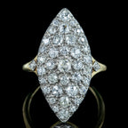 Antique Victorian French Diamond Navette Cluster Ring 3ct Total