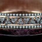 Antique Victorian French Diamond Pearl Ivy Bangle 18ct Gold 