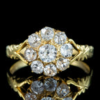 Antique Victorian French Old Cut Diamond Cluster Ring 1ct Total