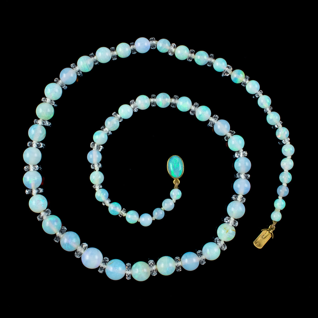 Antique Victorian French Opal Crystal Bead Necklace Secondary image