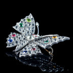 Antique Victorian French Paste Butterfly Brooch Silver 