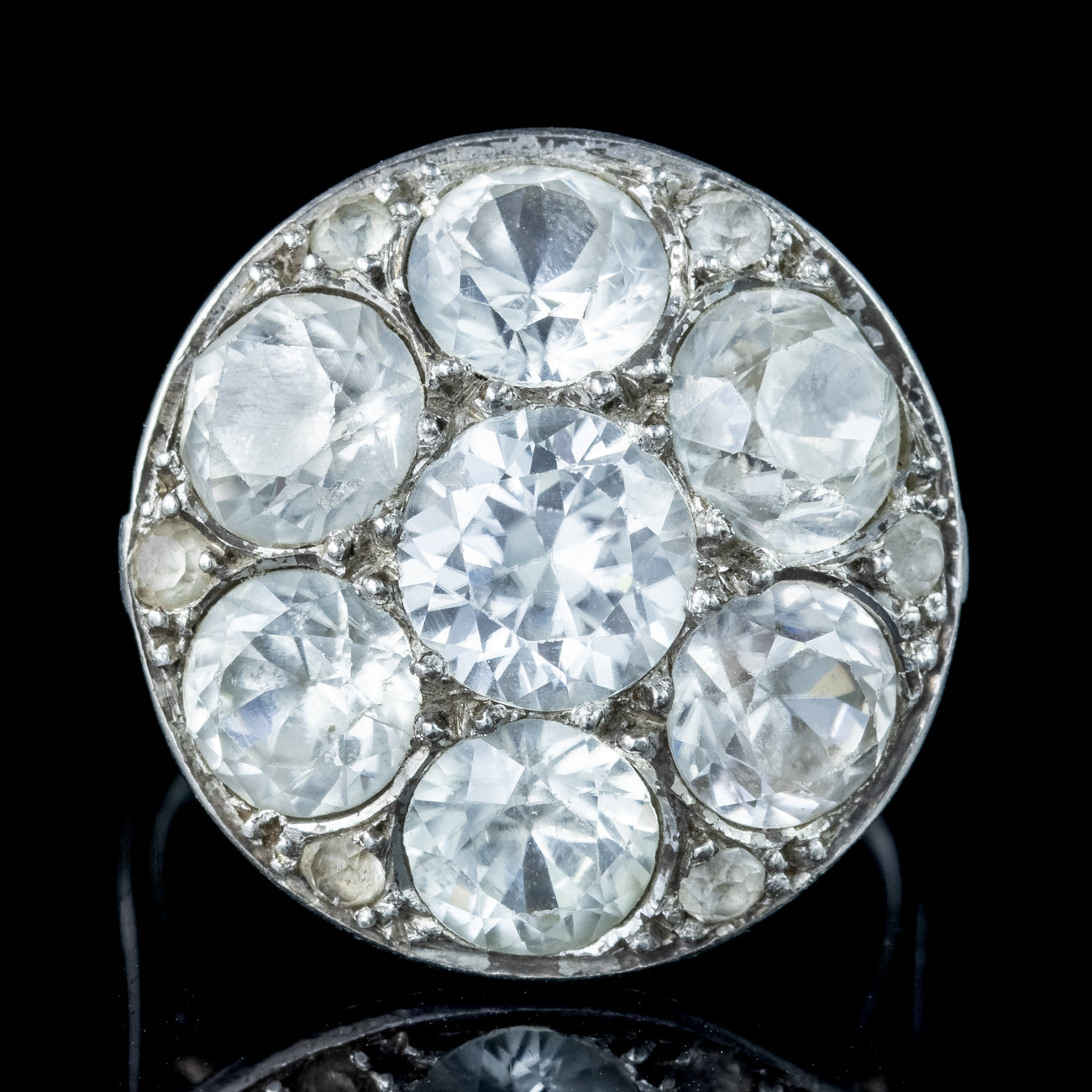 Antique Victorian French White Sapphire Cluster Ring 5.5ct Sapphire Secondary image