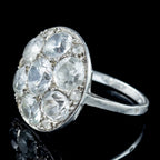Antique Victorian French White Sapphire Cluster Ring 5.5ct Sapphire