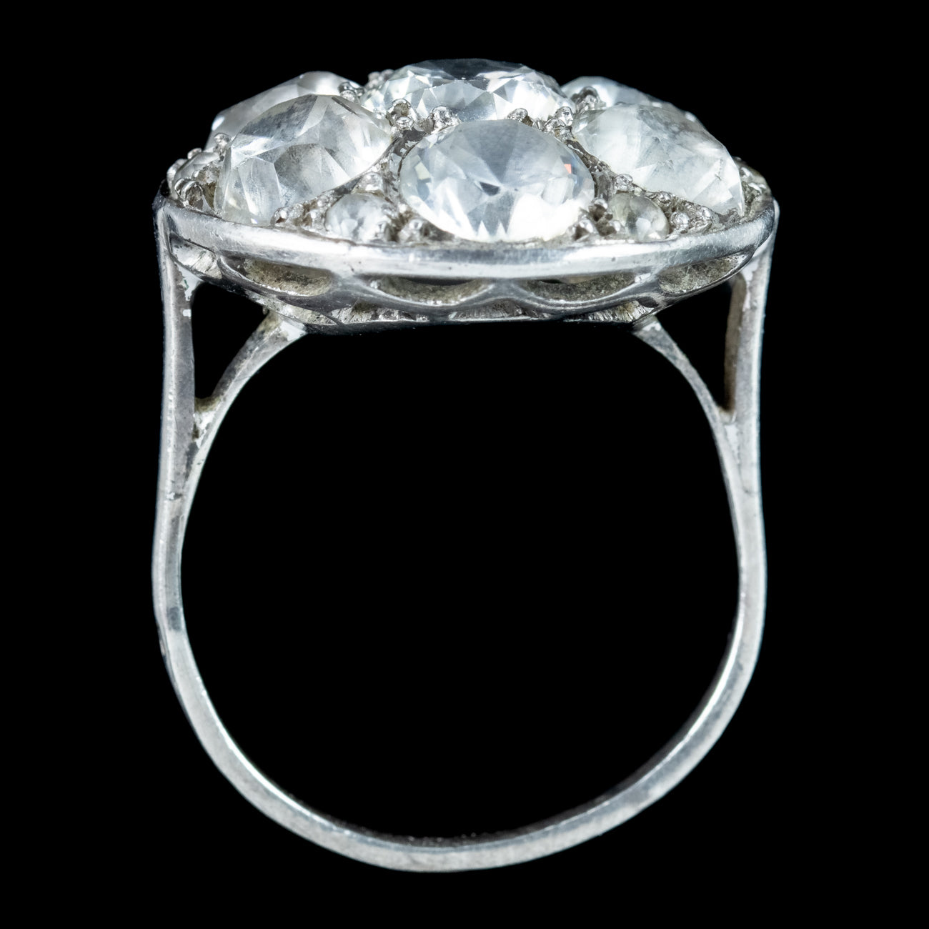 Antique Victorian French White Sapphire Cluster Ring 5.5ct Sapphire