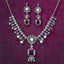 Antique Victorian Garnet Diamond Pearl Necklace And Earrings Suite With Box 