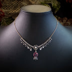 Antique Victorian Garnet Diamond Pearl Necklace And Earrings Suite With Box 