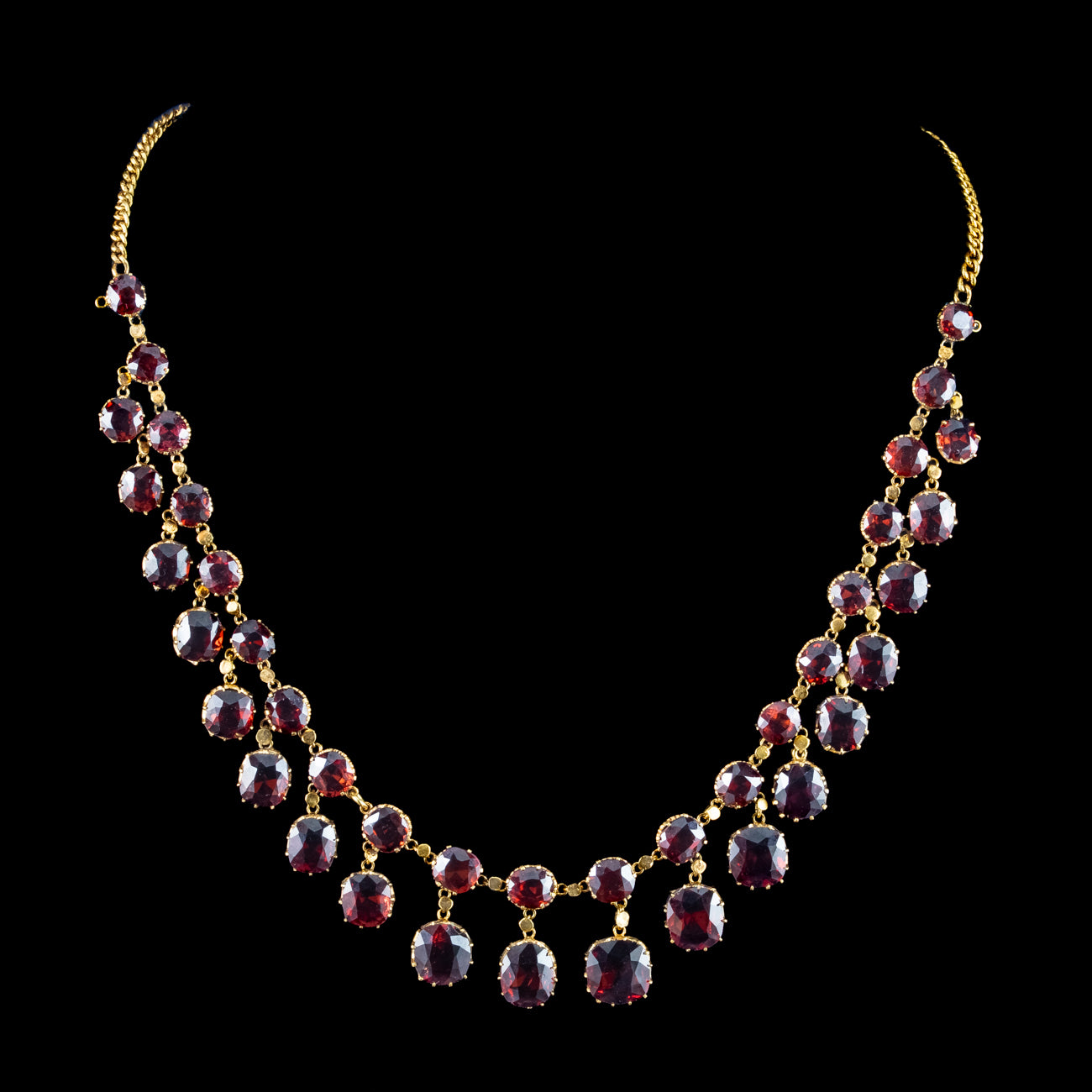 Antique Victorian Garnet Dropper Necklace 9ct Gold Secondary image