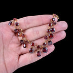 Antique Victorian Garnet Dropper Necklace 9ct Gold