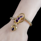 Antique Victorian Garnet Snake Heart Bracelet 18ct Gold With Locket And Box