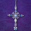 Antique Victorian Gemstone Cross Pendant And Silver Guard Chain Necklace