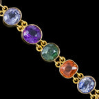 Antique Victorian Gemstone Harlequin Bracelet 15ct Gold