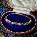 Antique Victorian Gemstone Harlequin Bracelet 15ct Gold