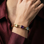 Antique Victorian Gemstone Harlequin Bracelet 18ct Gold
