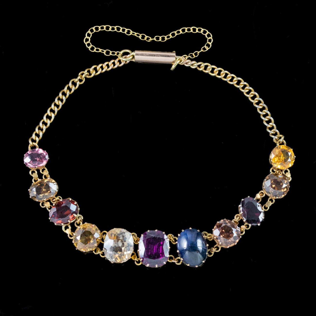 Antique Victorian Gemstone Harlequin Bracelet 15ct Gold Secondary image