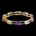 Antique Victorian Gemstone Harlequin Bracelet 18ct Gold