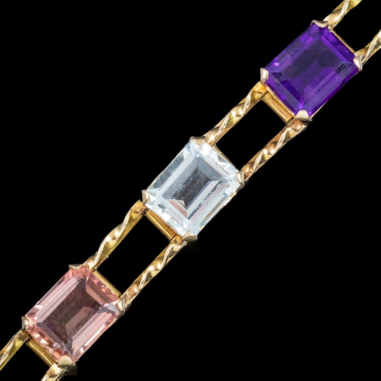 Antique Victorian Gemstone Harlequin Bracelet 18ct Gold