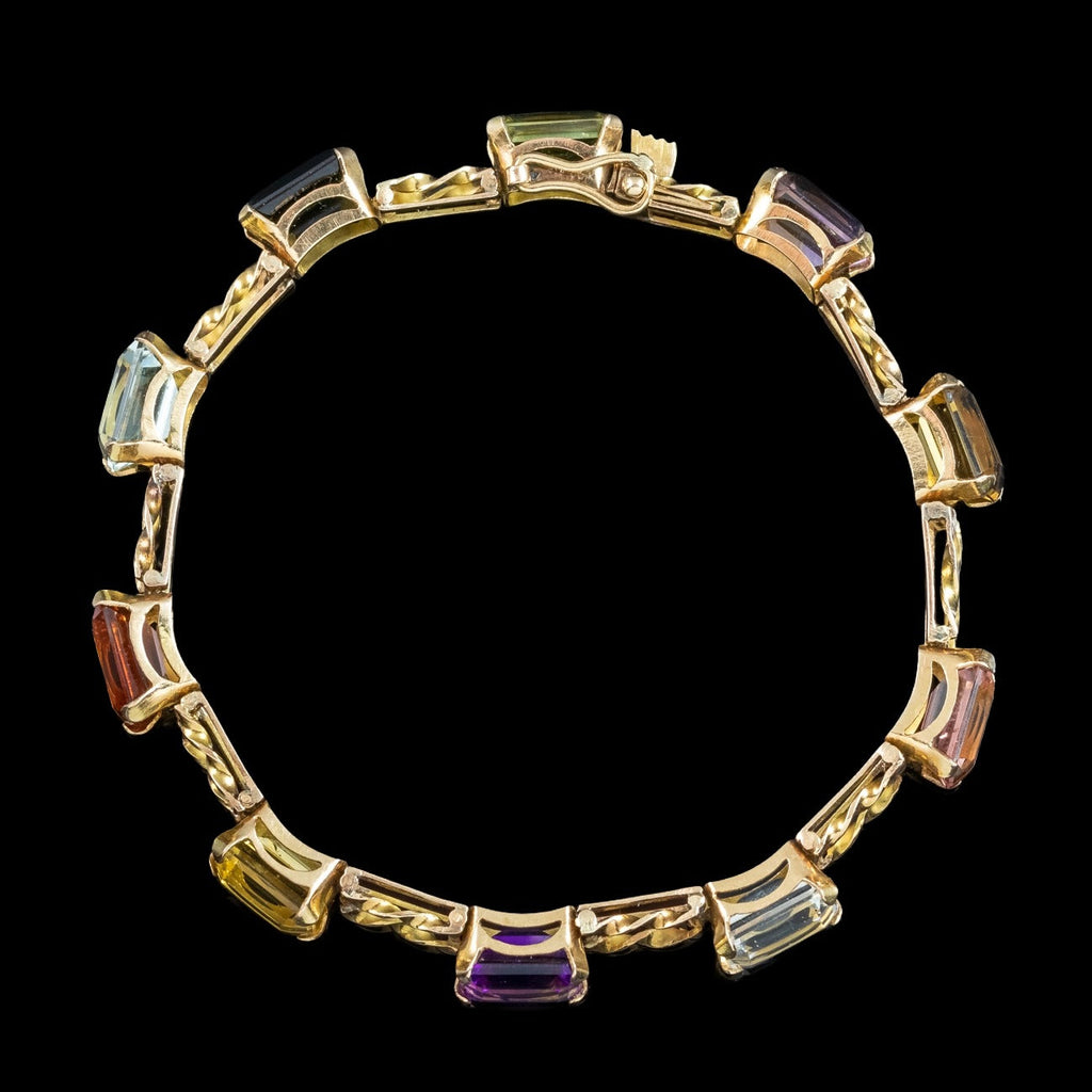 Antique Victorian Gemstone Harlequin Bracelet 18ct Gold