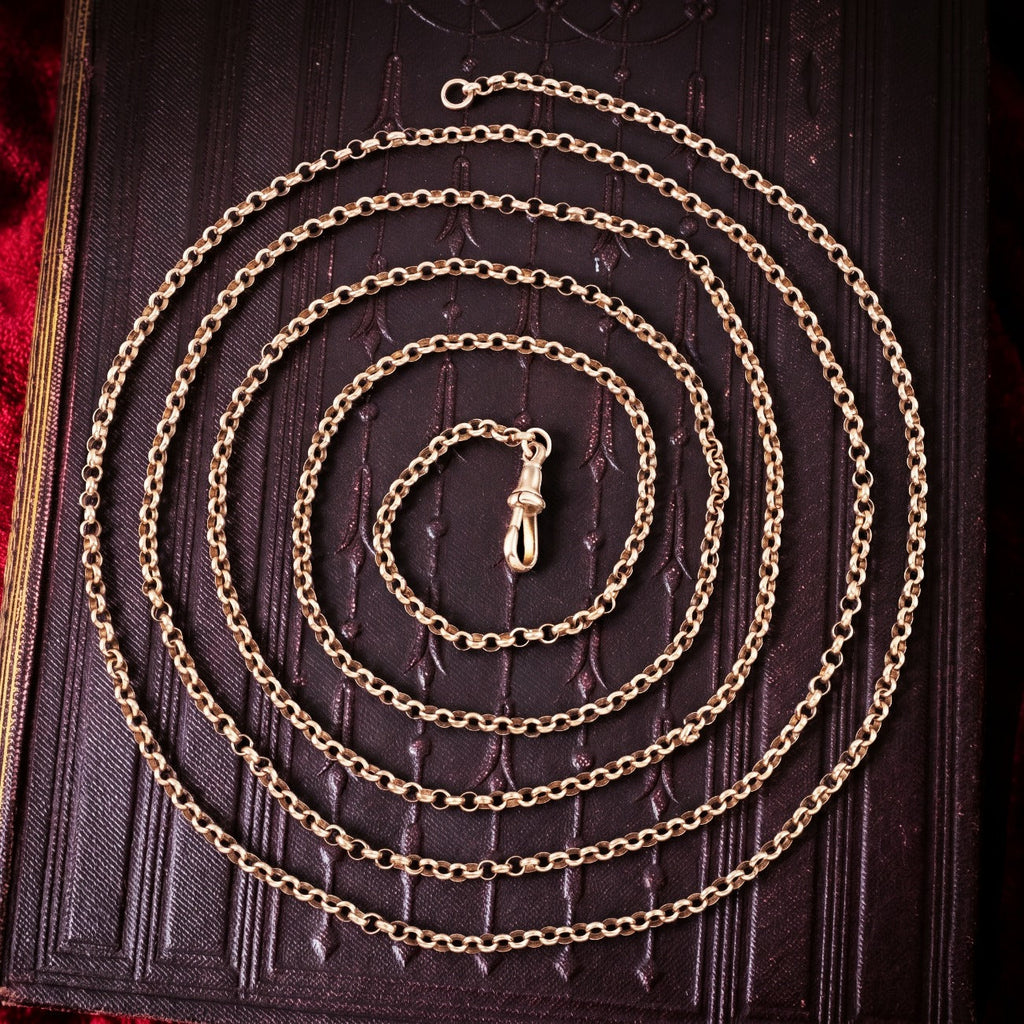 Antique Victorian Guard Chain 9ct Gold 59.5 Inch