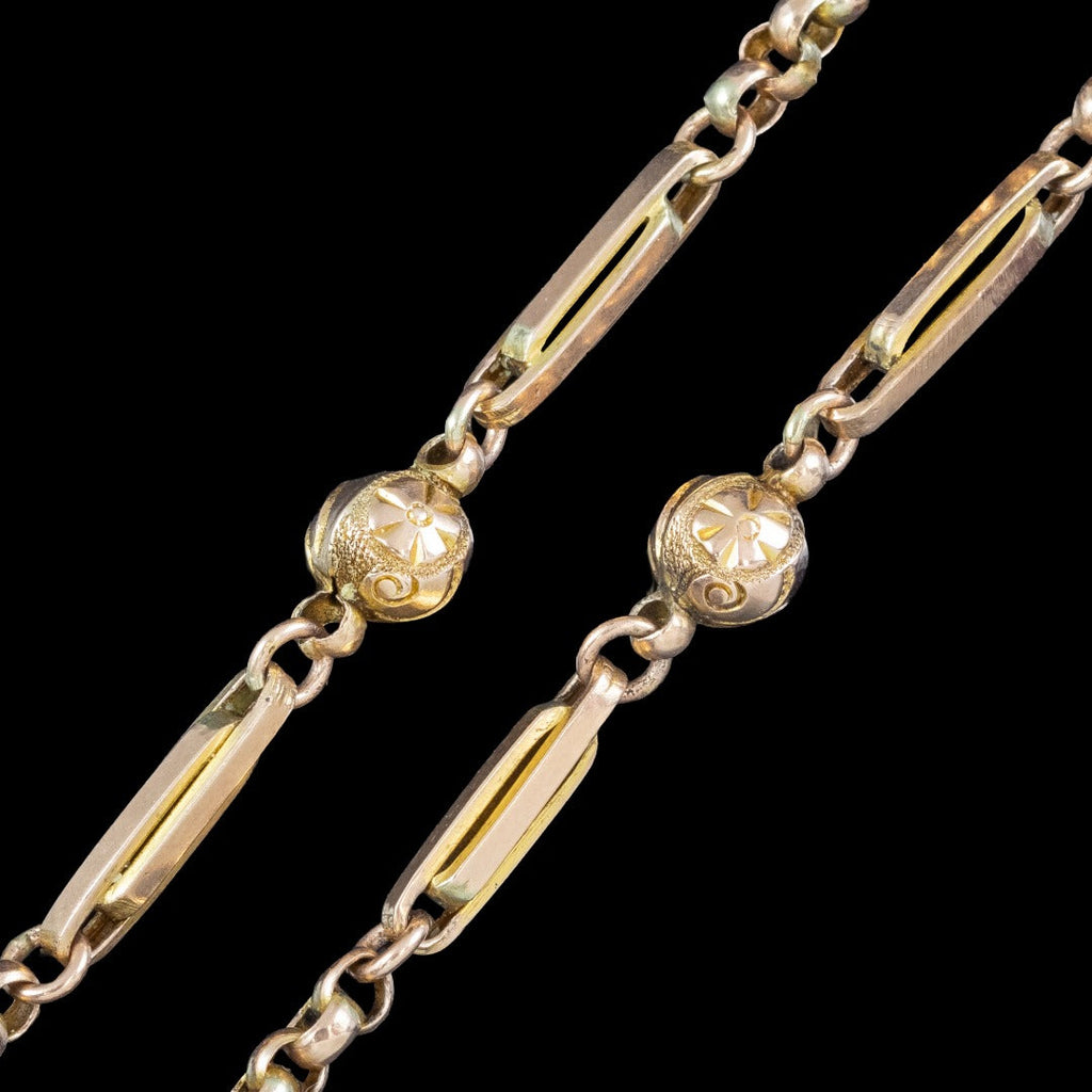 Antique Victorian Guard Chain 9ct Rose Gold 59 Inch