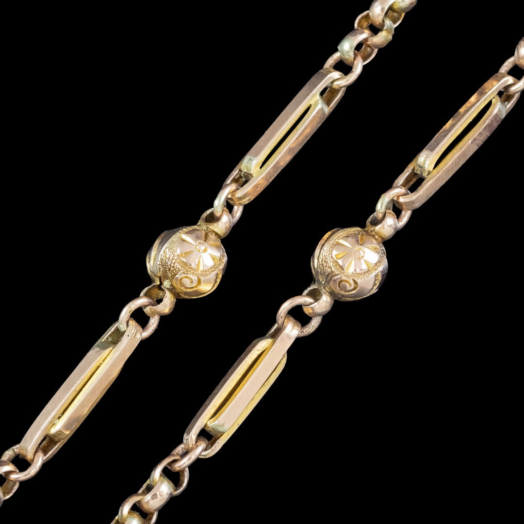 Antique Victorian Guard Chain 9ct Rose Gold 59 Inch