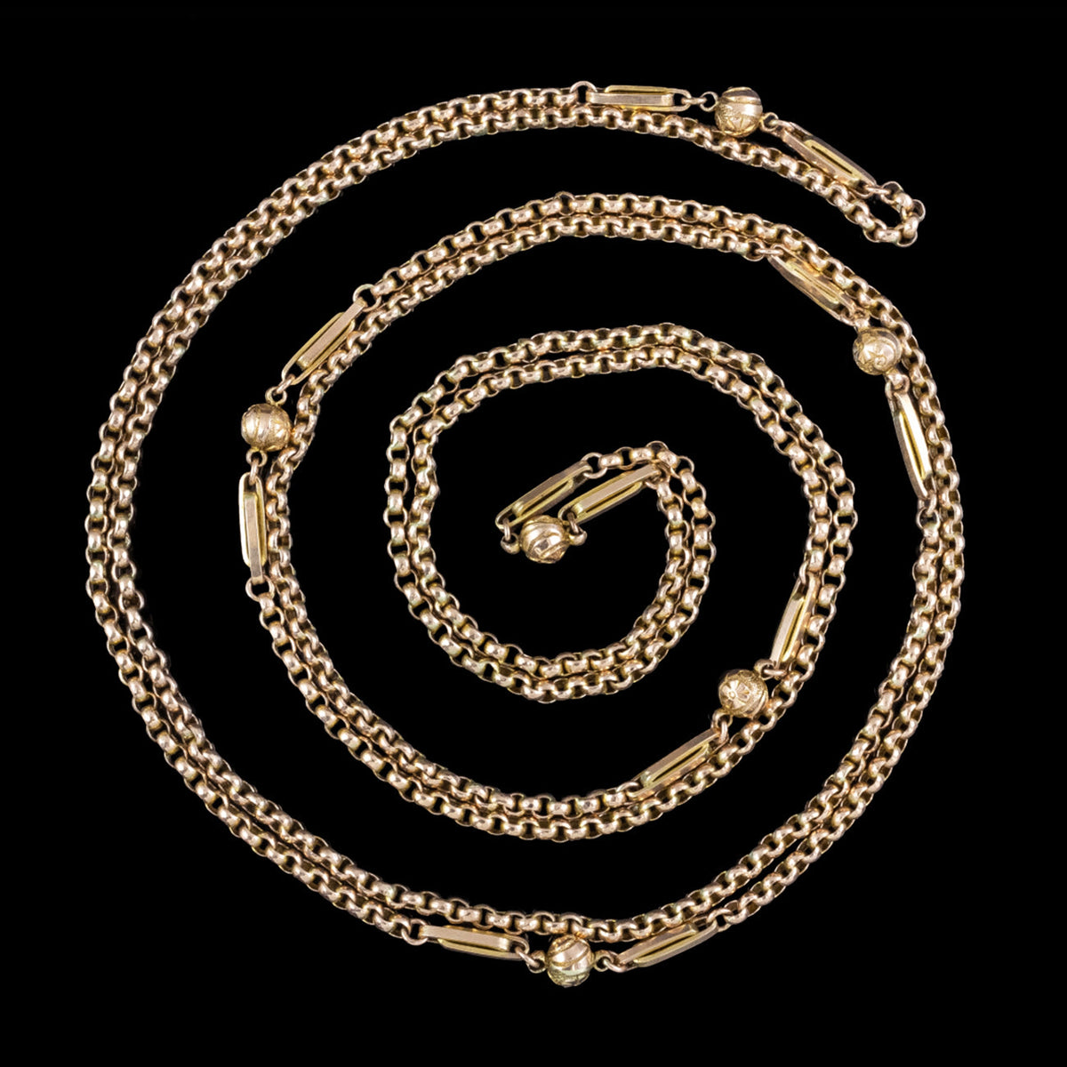 Antique Victorian Guard Chain 9ct Rose Gold 59 Inch