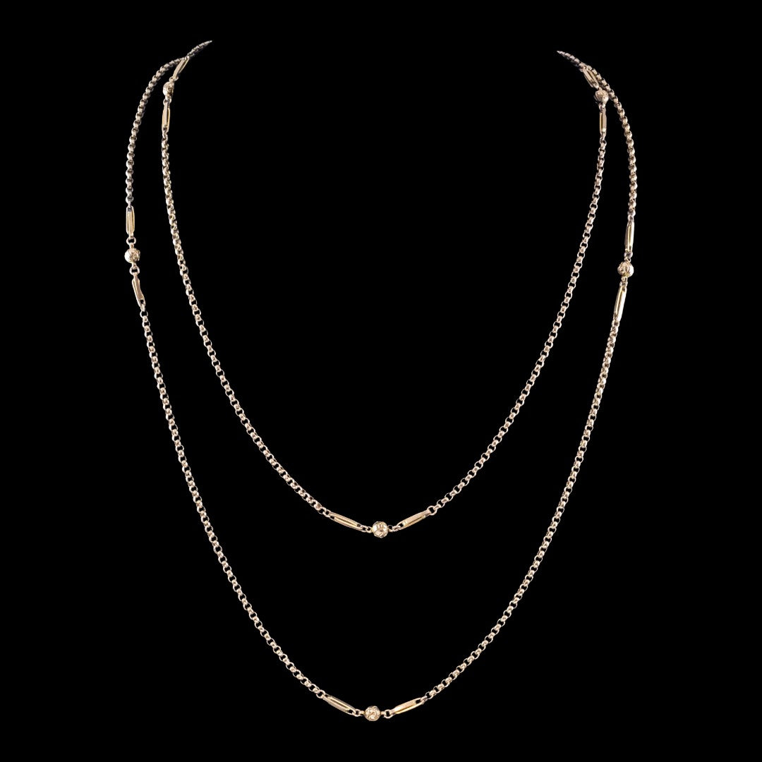 Antique Victorian Guard Chain 9ct Rose Gold 59 Inch