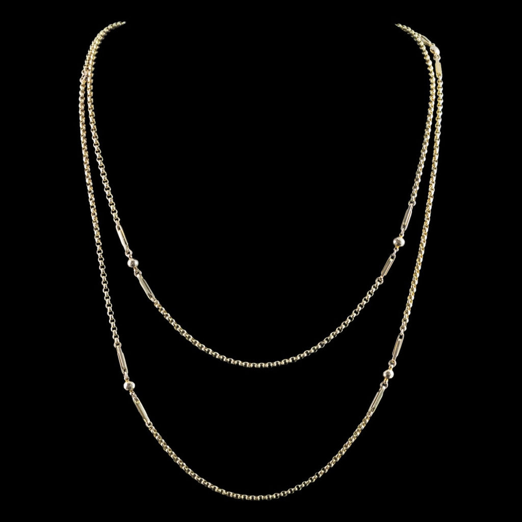 Antique Victorian Guard Chain Necklace 9ct Gold 