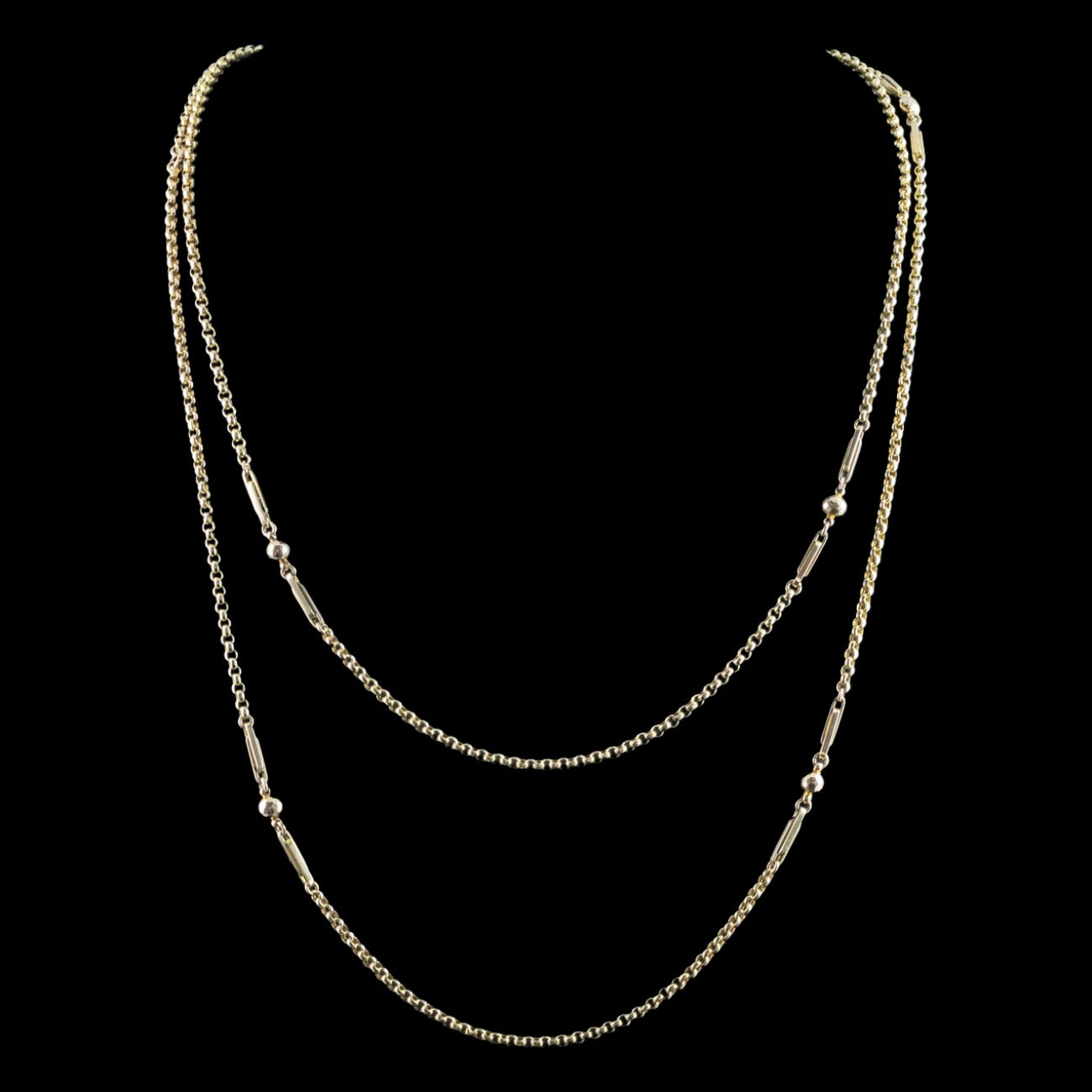 Antique Victorian Guard Chain Necklace 9ct Gold 