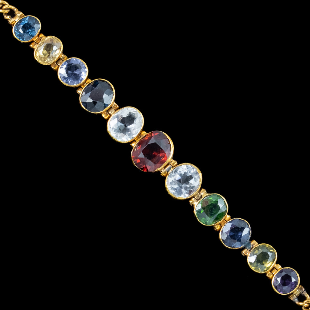 Antique Victorian Harlequin Gemstone Bracelet 18ct Gold