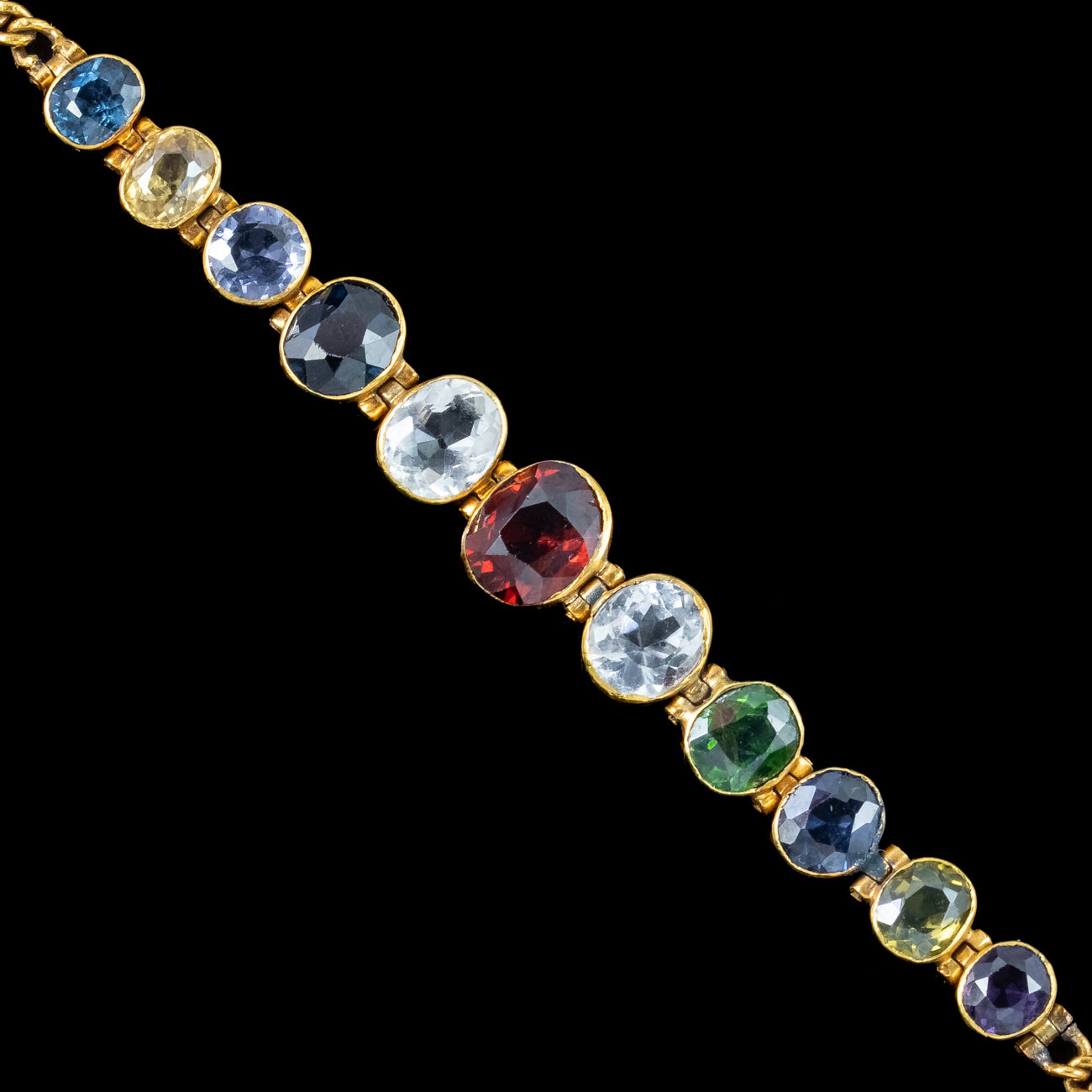 Antique Victorian Harlequin Gemstone Bracelet 18ct Gold