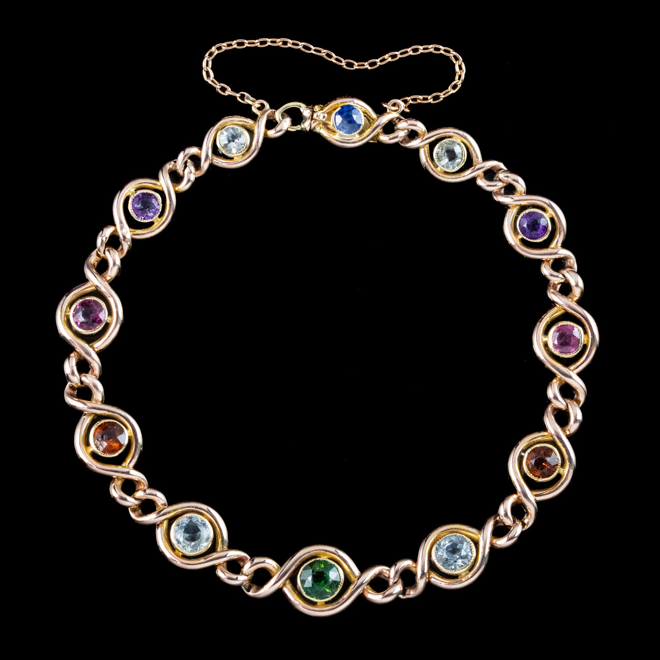 Antique Victorian Harlequin Gemstone Bracelet 18ct Gold Secondary image