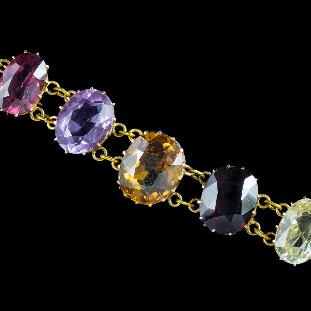 Antique Victorian Harlequin Gemstone Bracelet 18ct Gold 