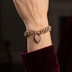 Antique Victorian Heart Lock And Key Bracelet 15ct Gold 