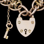 Antique Victorian Heart Lock And Key Bracelet 15ct Gold 