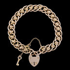 Antique Victorian Heart Lock And Key Bracelet 15ct Gold 