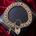 Antique Victorian Heart Lock And Key Bracelet 15ct Gold