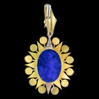 Antique Victorian Lapis Lazuli Pearl Star Pendant 18ct Gold
