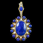 Antique Victorian Lapis Lazuli Pearl Star Pendant 18ct Gold