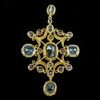 Antique Victorian Large Multi-Gemstone Harlequin Pendant With Box