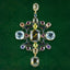 Antique Victorian Large Multi-Gemstone Harlequin Pendant With Box