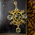 Antique Victorian Large Multi-Gemstone Harlequin Pendant With Box