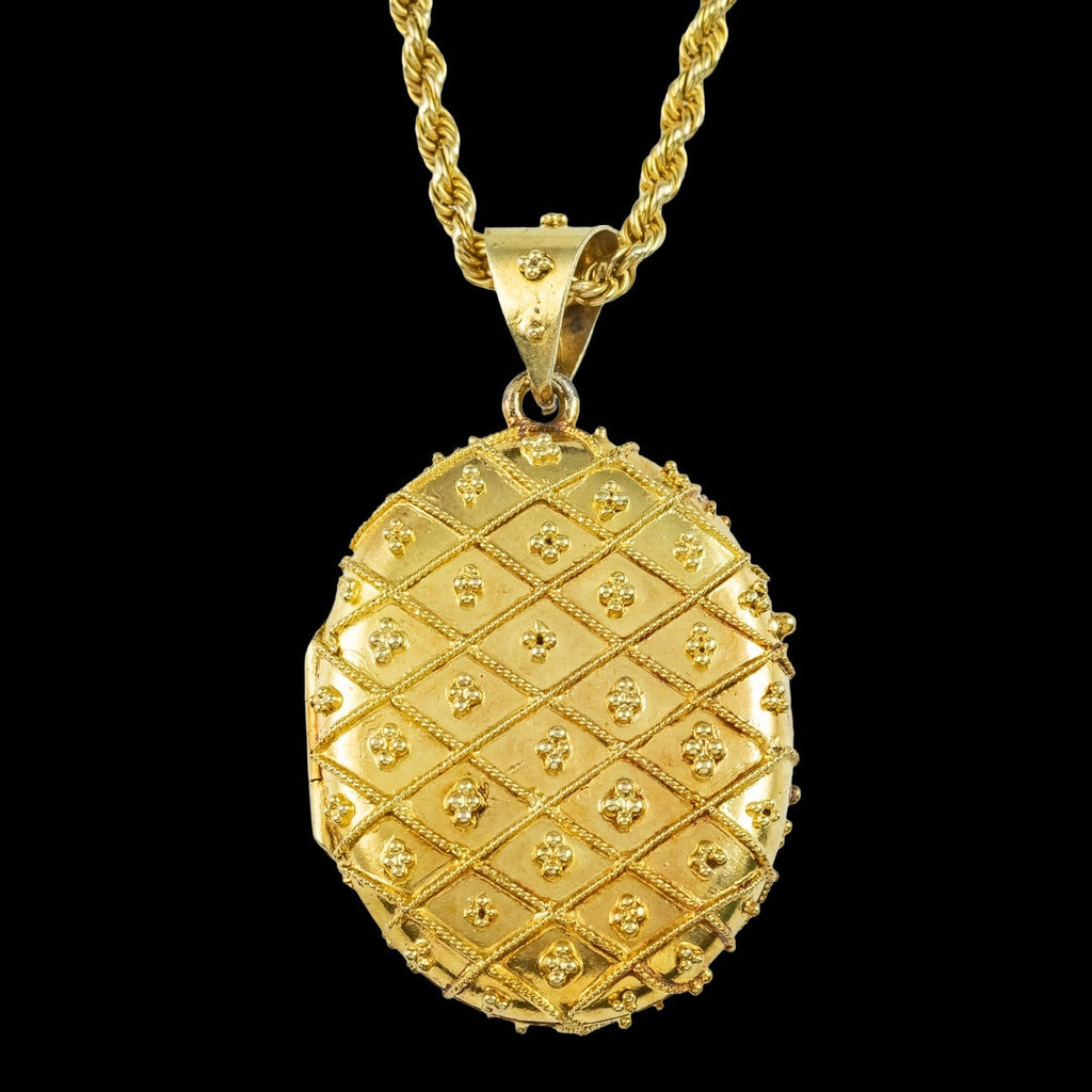 Antique Victorian Locket Necklace 15ct Gold