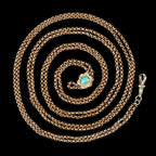 Antique Victorian Long Guard Chain 9ct Gold Turquoise Slider 