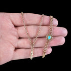 Antique Victorian Long Guard Chain 9ct Gold Turquoise Slider 