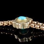 Antique Victorian Long Guard Chain 9ct Gold Turquoise Slider 