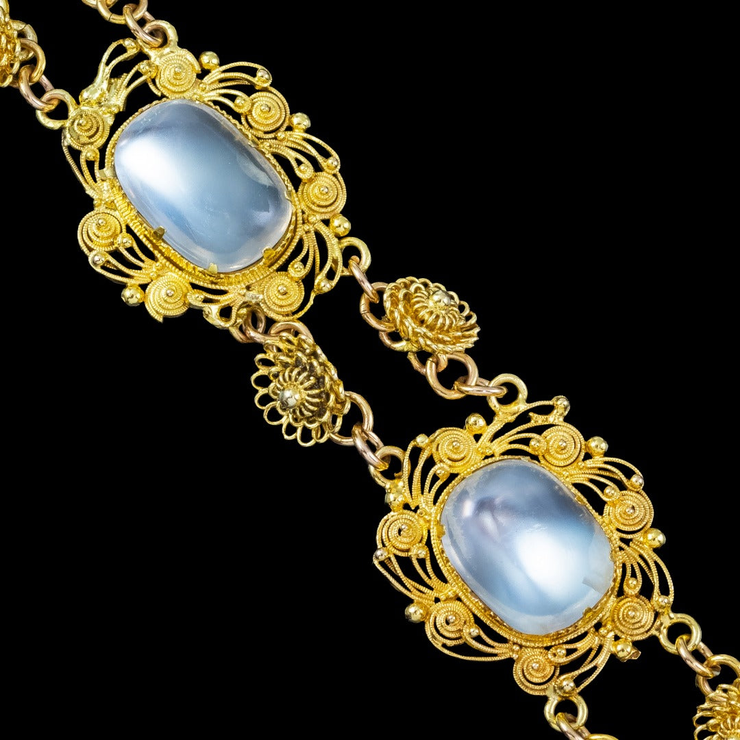 Antique Victorian Moonstone Bracelet 18ct Gold