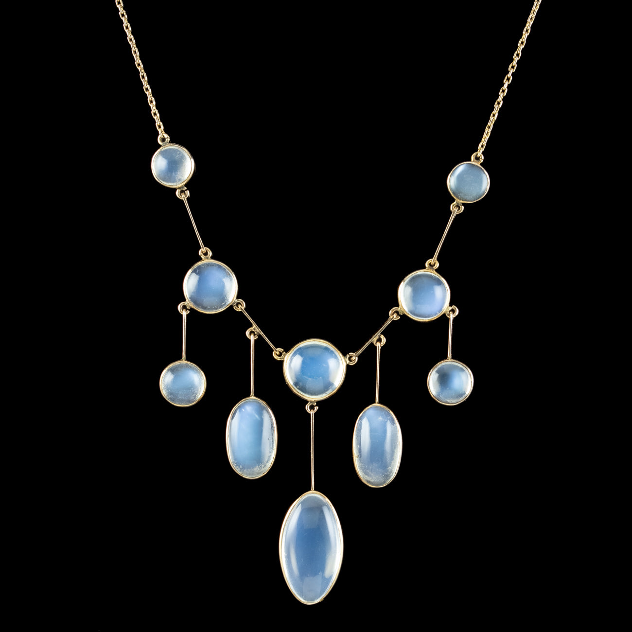 Antique Victorian Moonstone Dropper Necklace 18ct Gold Secondary image